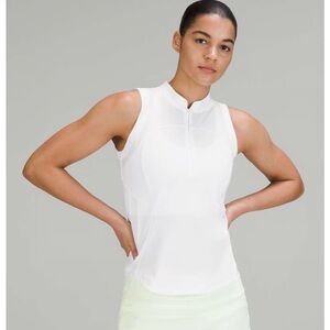 Lululemon | Front Zip Mock Neck Tennis Tank Top in White Size 10